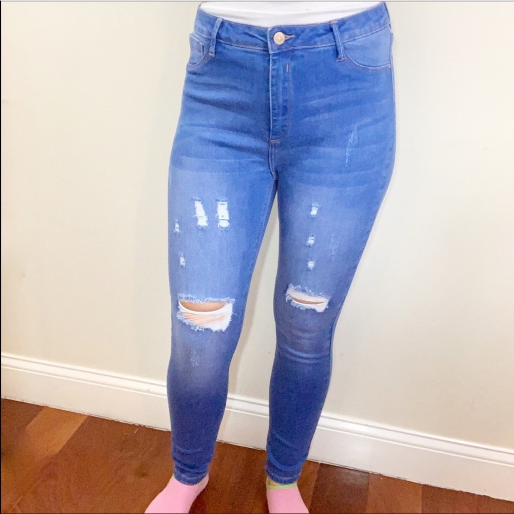 I&M High Rise 'Rachael' Distressed Skinny Jeans